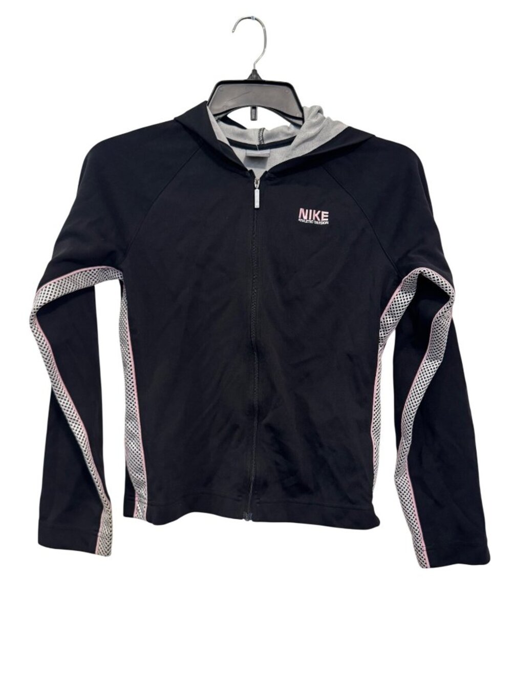 Nike Black Zip-Up Hoodie With Pink & White Mesh Accents Size M Athletic Fit Made
